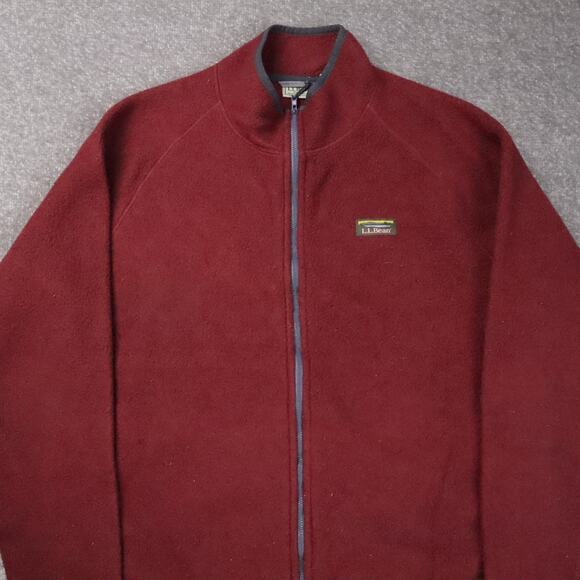 L.L. Bean Fleece Regular Large Red Long Sleeve Full Zip Collared Jacket - Picture 8 of 11